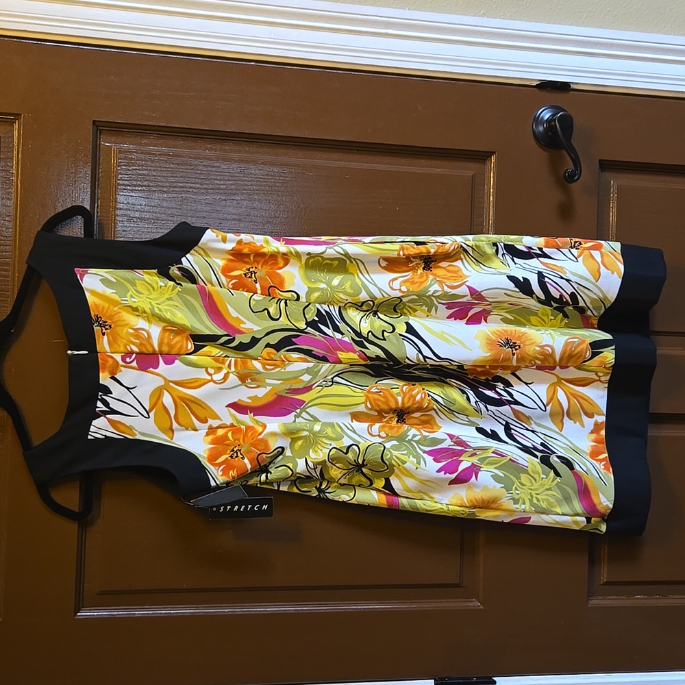 Alyx-Multi colored sheath printed sleeveless dress with blk border Sz 10 NWT. - Picture 5 of 10